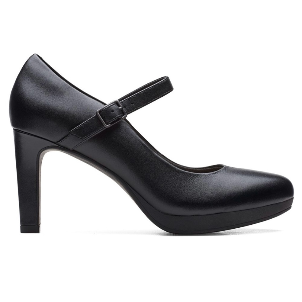 Clarks Ambry Shine Black Leather Mary Jane Heel Shoes Sz 8.5 M - Picture 2 of 11